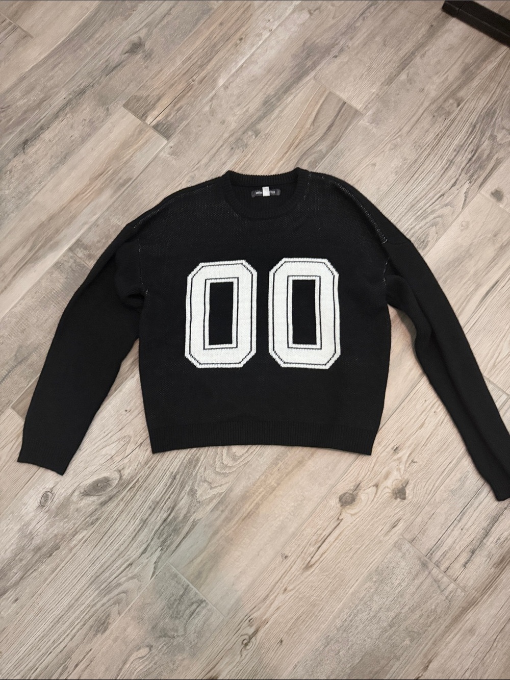 Urban Outfitters Black Crewneck Sweater with White '00' Graphic